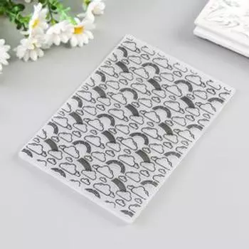 Трафарет для эмбосирования пластик "Облака и радуга" 12,6х17,8 см