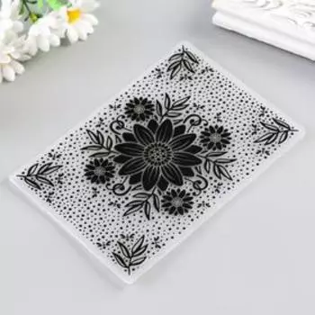 Трафарет для эмбосирования пластик "Подсолнух и горошек" 10,5х14,8 см