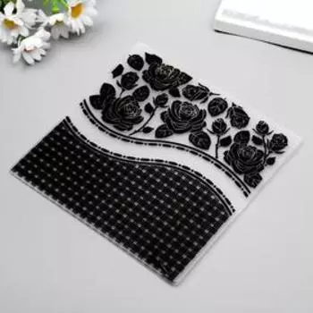 Трафарет для эмбосирования пластик "Розы и плетёнка" 15х15 см