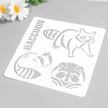 Трафарет для татуировки "Енот" 15х15 см