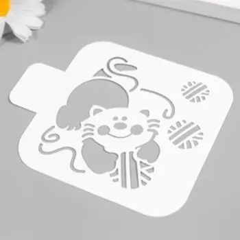 Трафарет "Кот и клубки" 9х9 см