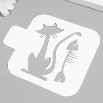 Трафарет "Кот и рыбкины кости" 9х9 см