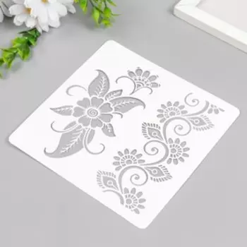 Трафарет "Мехенди.Цветы" 15х15 см
