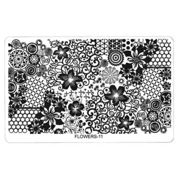 Трафарет металлический для стемпинга TNL большой, Цветочный луг