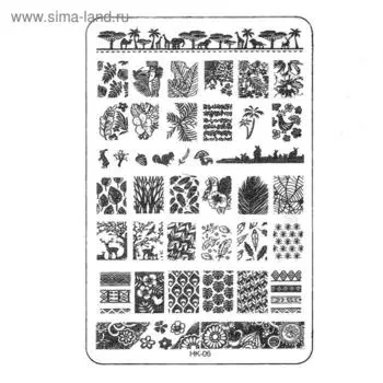 Трафарет металлический для стемпинга TNL средний, прямоугольный, Лесные мотивы 06