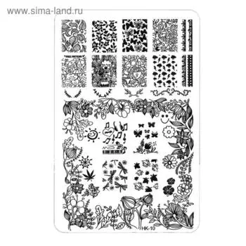 Трафарет металлический для стемпинга TNL средний, прямоугольный, Летняя мелодия 10