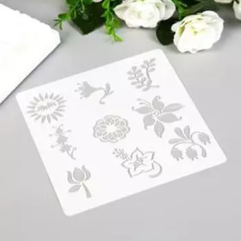 Трафарет пластик "Цветочный" 13х13 см