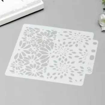 Трафарет пластик "Цветочный 2 вида" 13х14 см