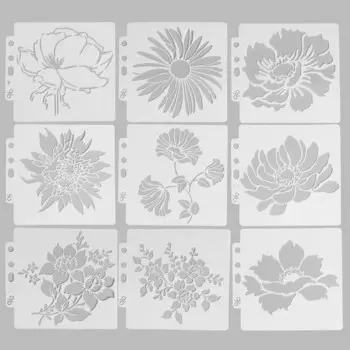 Трафарет пластик "Цветочный" набор 9 шт 13х14 см