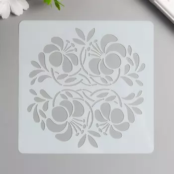 Трафарет пластик "Цветы и завитки" 13х13 см