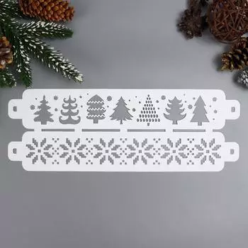 Трафарет пластик "Ёлки" 11х32 см