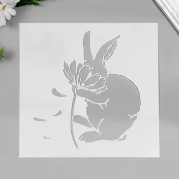 Трафарет пластик "Кролик и ромашка" 20х20 см