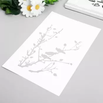 Трафарет пластик "Птицы на ветке" 24х16 см