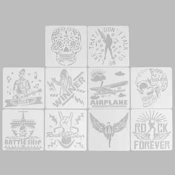 Трафарет пластик "Рок-н-ролл" набор 10 шт 15х15 см