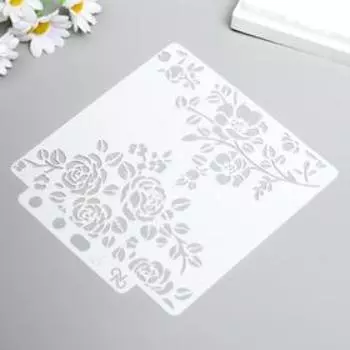 Трафарет пластик "Розы и шиповник" 13х14 см