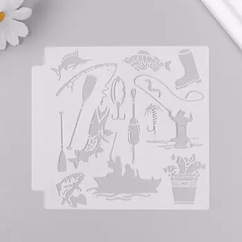 Трафарет пластик "Рыбалка" 13х13 см