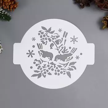 Трафарет пластик "Снегири" D14