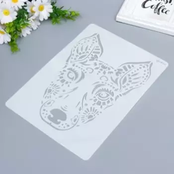 Трафарет пластик "Собака в стиле мехенди" 29х20,8 см