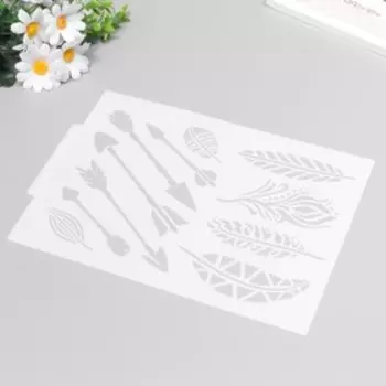 Трафарет пластик "Стрелы и перья" 21х29,7 см