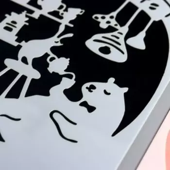 Трафарет пластик "Заяц и медведь - чаепитие" МИКС 17,8х10,4 см