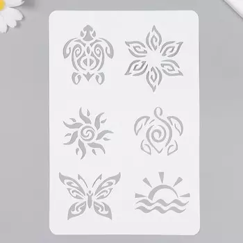 Трафарет пластиковый "Черепашки, солнце" 16х24 см