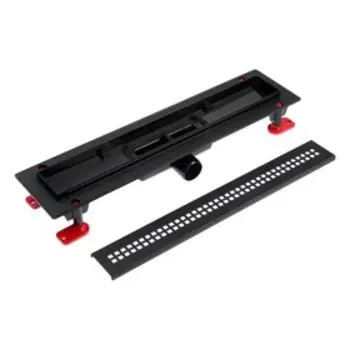 Трап "АНИ Пласт" TL1245BL, 450 х 62 мм, выпуск 40 мм, пластик, решетка "Риф" сталь, черный