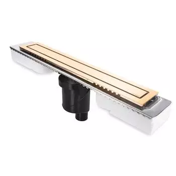 Трап BERGES TOP Stark 600, d=50 мм, 600 x 75 мм, линейный, вертикальный, золото глянец