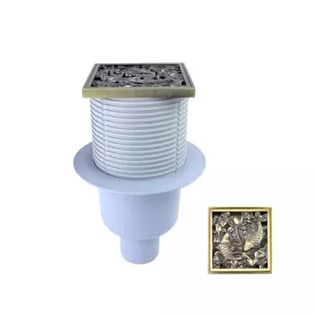 Трап Bronze de Luxe 21980-57, вертикальный, d=100 мм, 100х100 мм, латунь, бронза