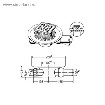 Трап с фланцем Viega 100х100 557119