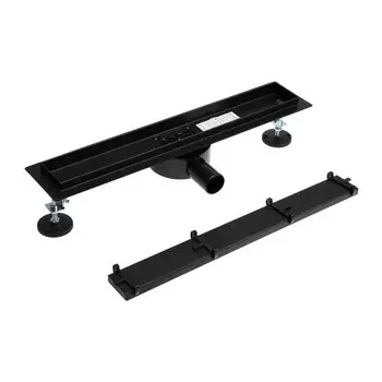 Трап TIM BAd=555002BK, 70500 мм, под плитку, сифон с углом поворота 360°, черный-матовый