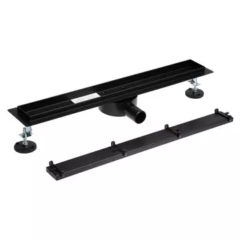 Трап TIM BAD556002BK, 70 х 600 мм, под плитку, сифон с углом поворота 360°, черный-матовый