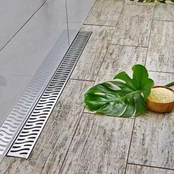 Трап Veconi Harmony V350H, d=40 мм, боковой выпуск, 415х125 мм, линейный, хром