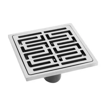 Трап ZEIN engr, 100х100 мм, вертикальный, d=32 мм, нержавеющая сталь, хром