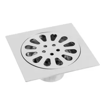 Трап ZEIN engr, 100100 мм, вертикальный, с трубой, внеш/внутр d=40/37 мм, нержа сталь, хром