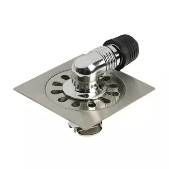 Трап ZEIN engr, 100100 мм, вертикальный, с трубой для стирал машины, нерж. сталь, хром