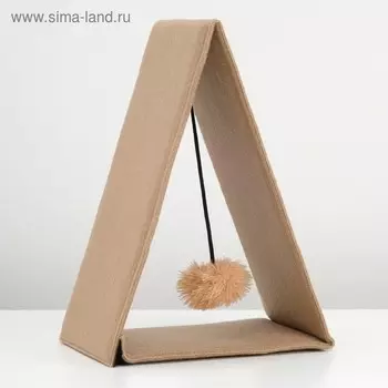 Треугольная складная когтеточка-домик из ковролина с игрушкой, 34 х 16 х 28,5 см микс цветов