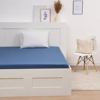 Трикотажная простыня на резинке 120х200х20см индиго кулирка, 120г/м хл100%