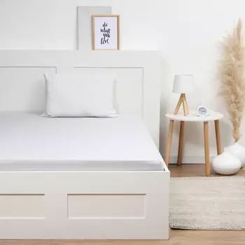 Трикотажная простыня на резинке 140х200х20см, св серый, кулирка 120г/м, хл100%