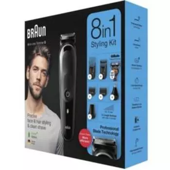 Триммер Braun MGK5260, для бороды и усов, 7 насадок, от аккумулятора, чёрный