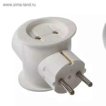 Тройник электрический REXANT, 16 А, одно гнездо с з/к, универсальный, белый