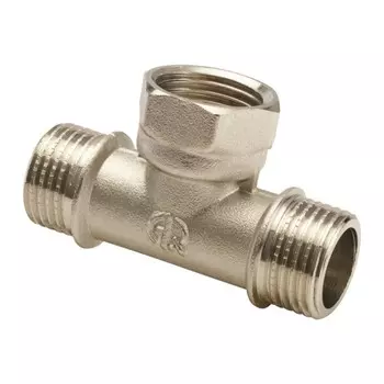 Тройник AQUALINK, 1/2", наружная/внутренняя/наружная резьба, никелированная латунь