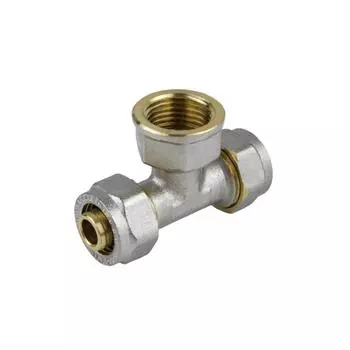 Тройник Aquasfera 7013-03, обжимной, 26 мм x 3/4" x 26 мм, внутренняя резьба, латунь