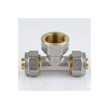 Тройник Aquasfera 7013-04, обжимной, 26 мм x 1" x 26 мм, внутренняя резьба, латунь