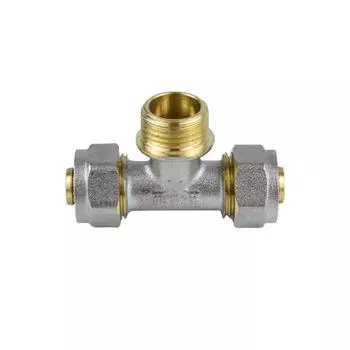 Тройник Aquasfera 7014-04, обжимной, 26 мм x 1" x 26 мм, наружная резьба, латунь