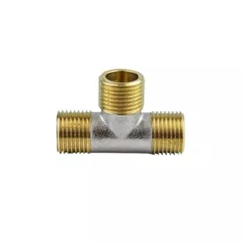 Тройник Aquasfera 9010-01, 1/2", наружная резьба, никелированная латунь