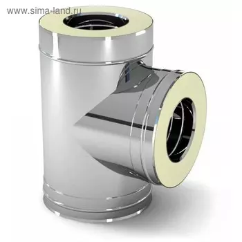 Тройник Феррум утеплённый угол 90° нержавеющий 430/0.5 мм/зеркальный, d 130 × 200 мм