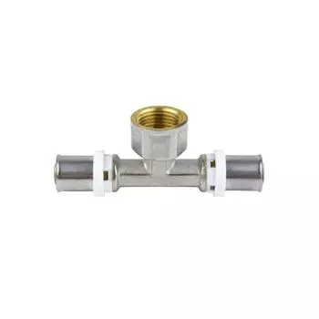 Тройник-пресс Aquasfera 8011-02, 20 мм х 1/2" х 20 мм, внутренняя резьба, латунь