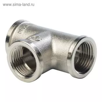 Тройник STOUT SFT-0020-000012, 1/2", внутренняя/внутренняя резьба, никелированная латунь