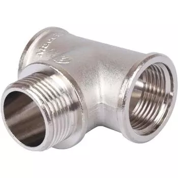 Тройник STOUT SFT-0065-000111, 1" x 1" x 1", внутренняя/наружная/внутренняя, никел. латунь