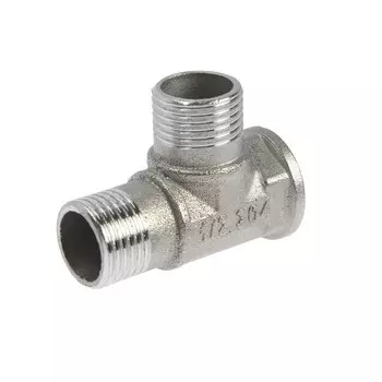 Тройник ZEIN engr, 1/2", внутренняя/наружная/наружная резьба, нержавеющая сталь